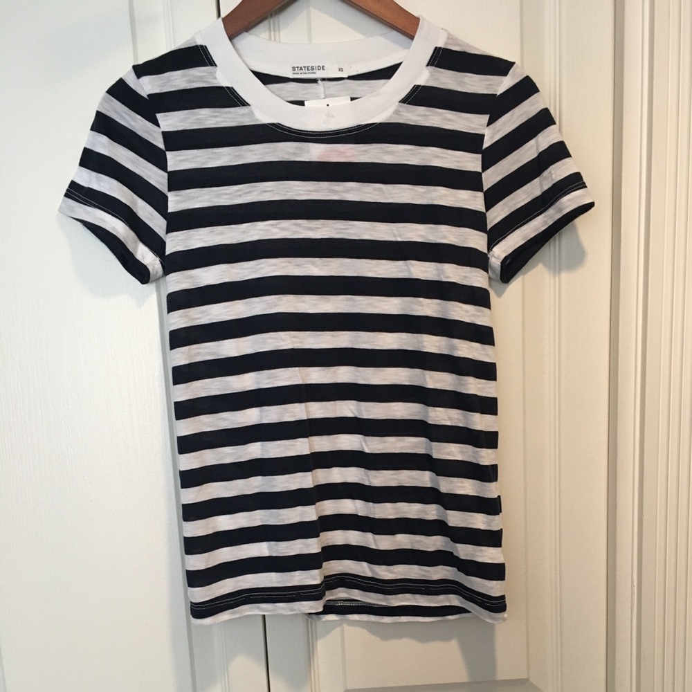 Stateside Velour Stripe Print T-Shirt XS